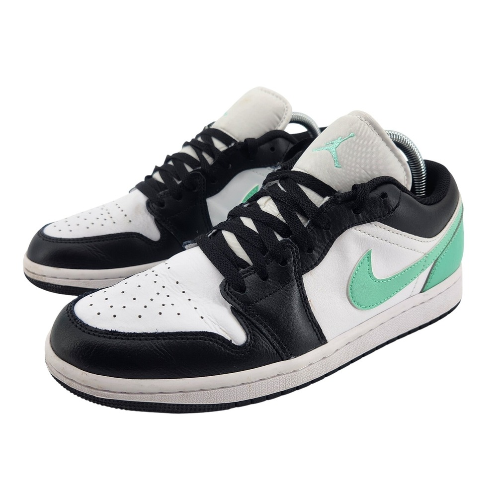 Jordan 1 Low Green Glow Mens 8 White Black Basketball Shoes 553558-131
